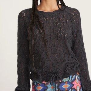 Marine Layer Manzanita Crochet Fringe sweater size Small cottagecore peasant